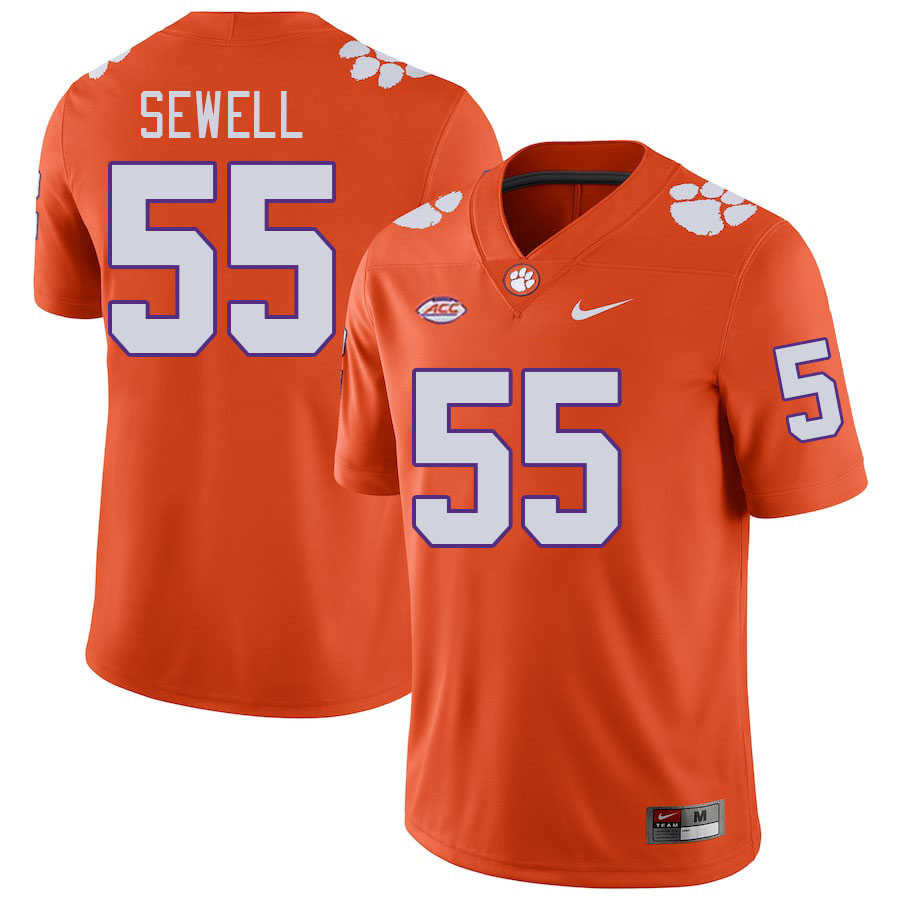 Men's Clemson Tigers Harris Sewell #55 College Orange NCAA Authentic Football Stitched Jersey 23EG30VM